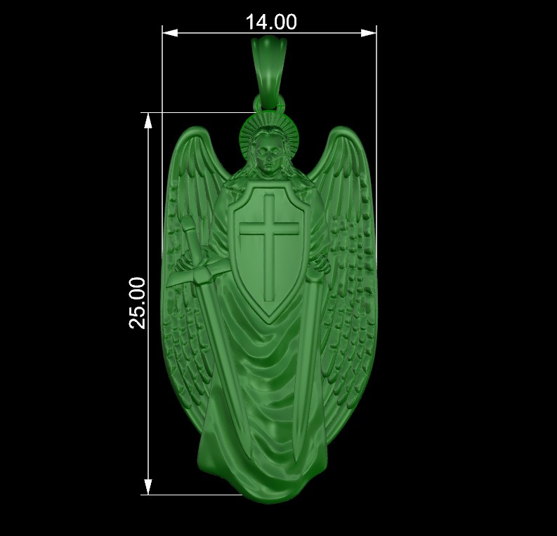 Guardian Angel Pendant with Sword and Shield — view 6