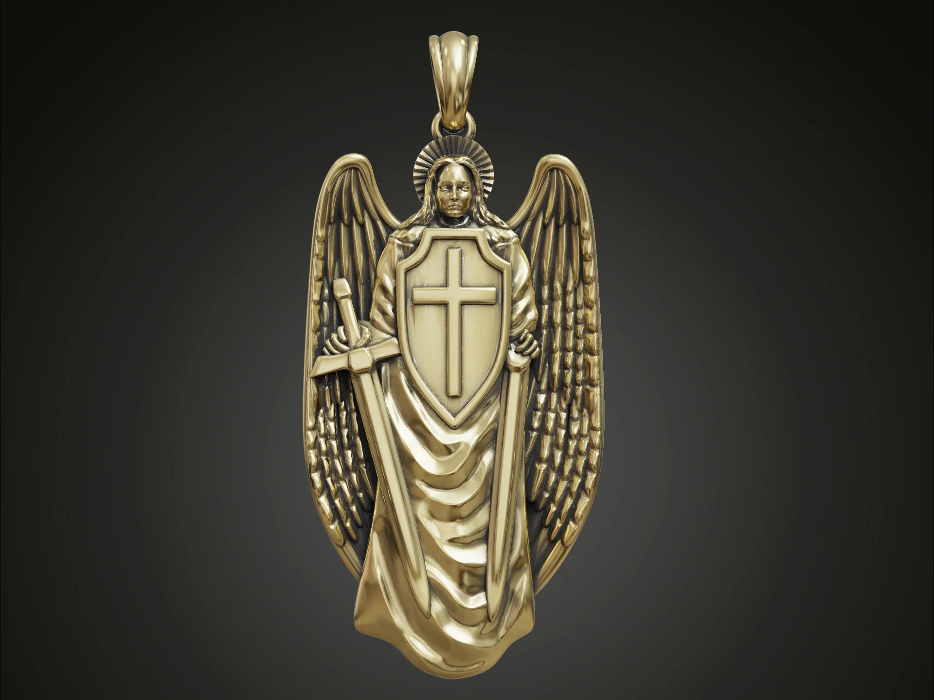 Guardian Angel Pendant with Sword and Shield — view 8