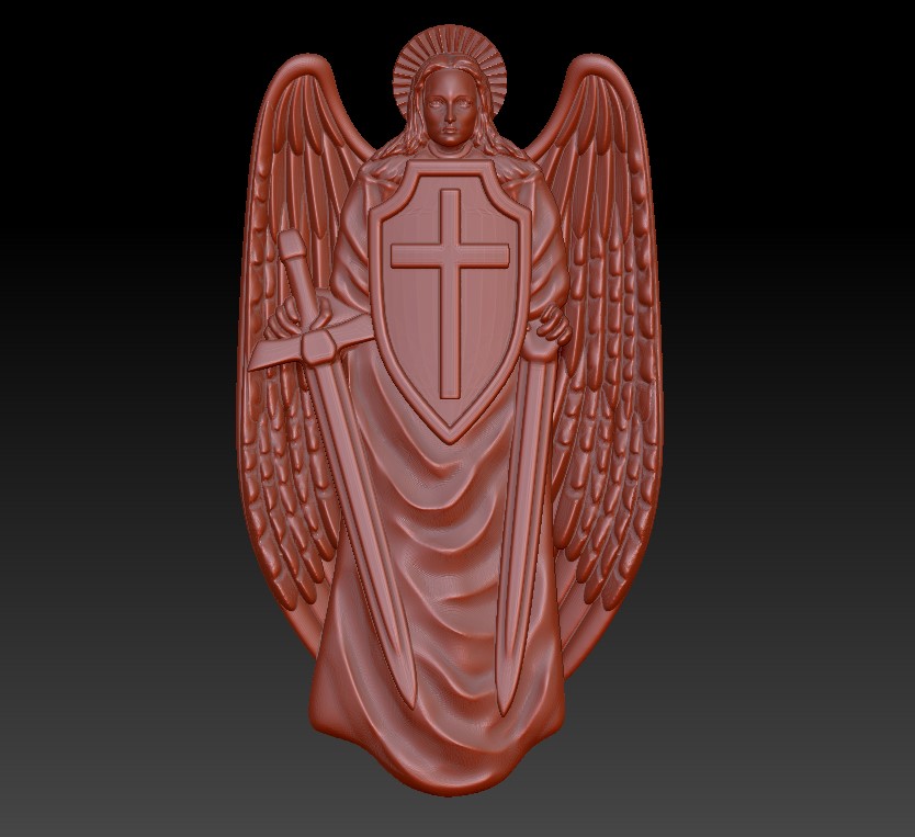 Guardian Angel Pendant with Sword and Shield — view 4