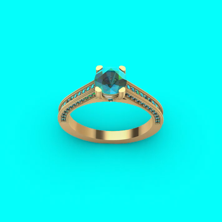 Cathedral Solitaire Ring with Channel Set Accents
