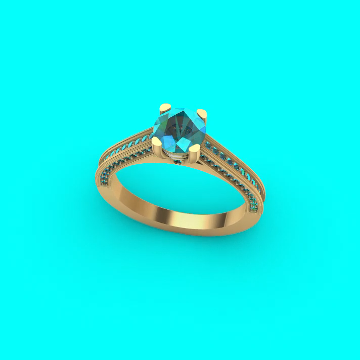 Cathedral Solitaire Ring with Channel Set Accents — view 2