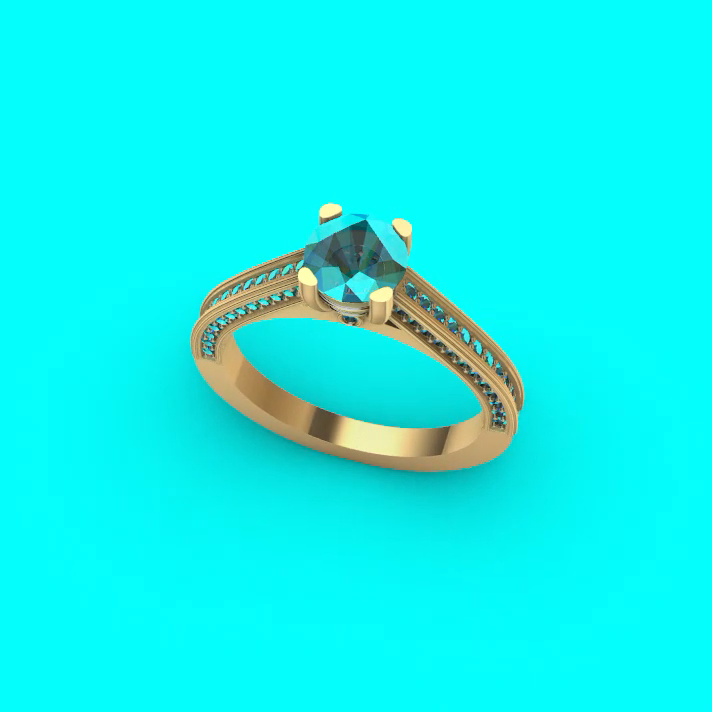 Cathedral Solitaire Ring with Channel Set Accents — view 3