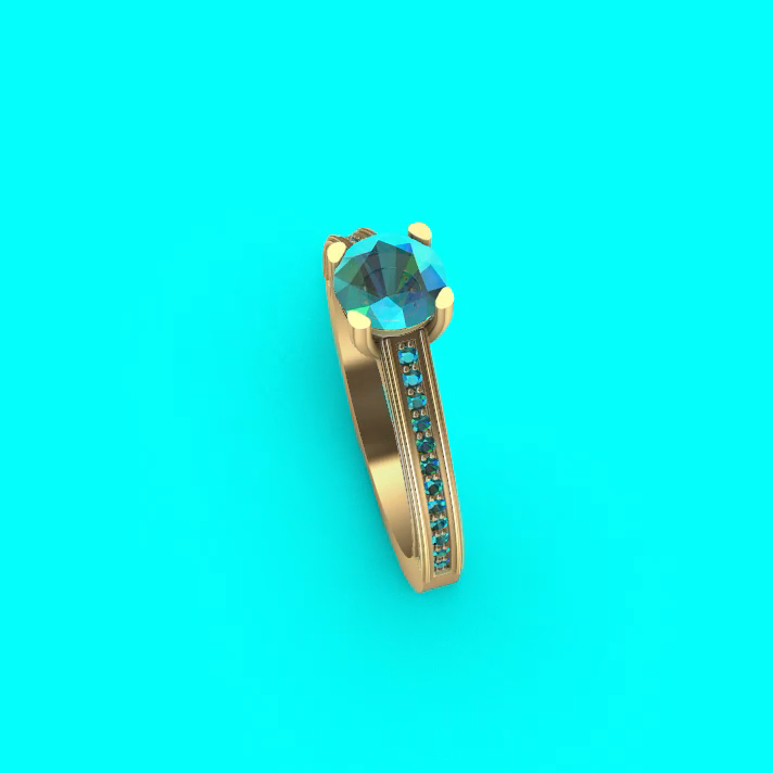 Cathedral Solitaire Ring with Channel Set Accents — view 4