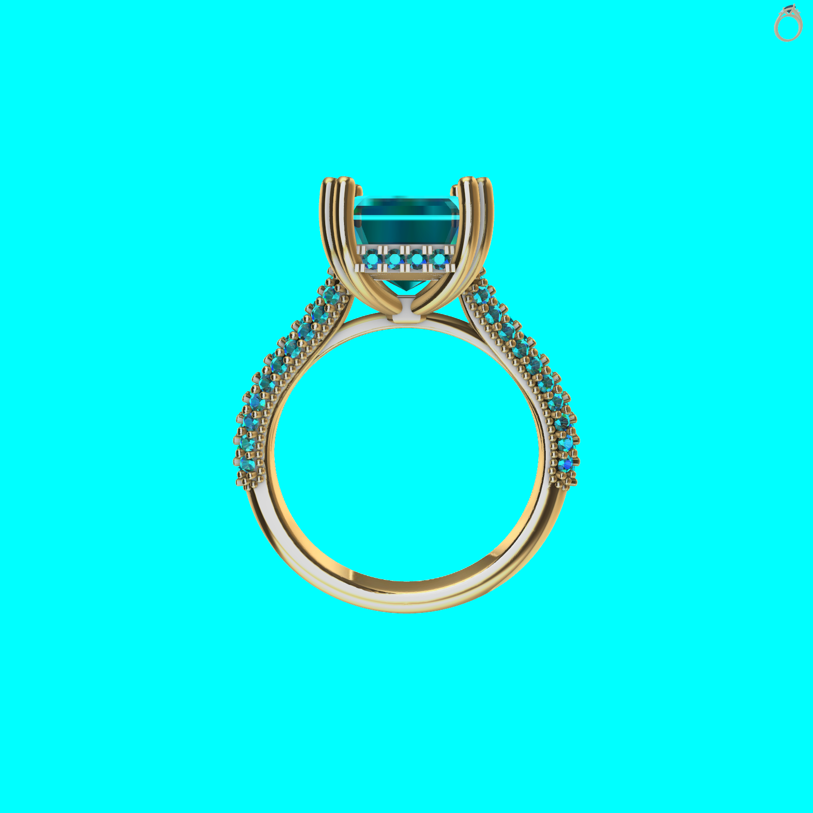 Emerald Square Diamond Pavé-Set Ring — view 5