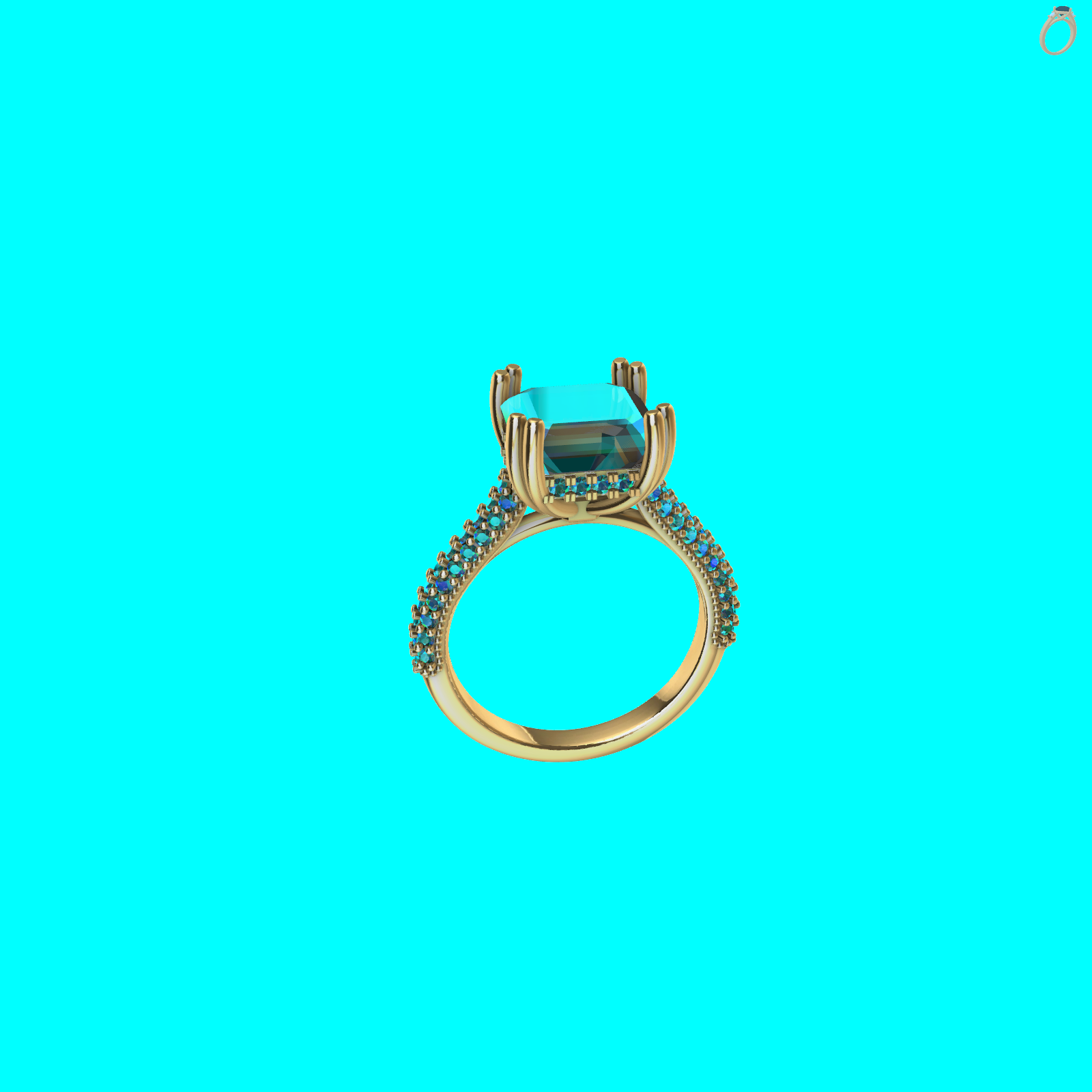Emerald Square Diamond Pavé-Set Ring — view 7