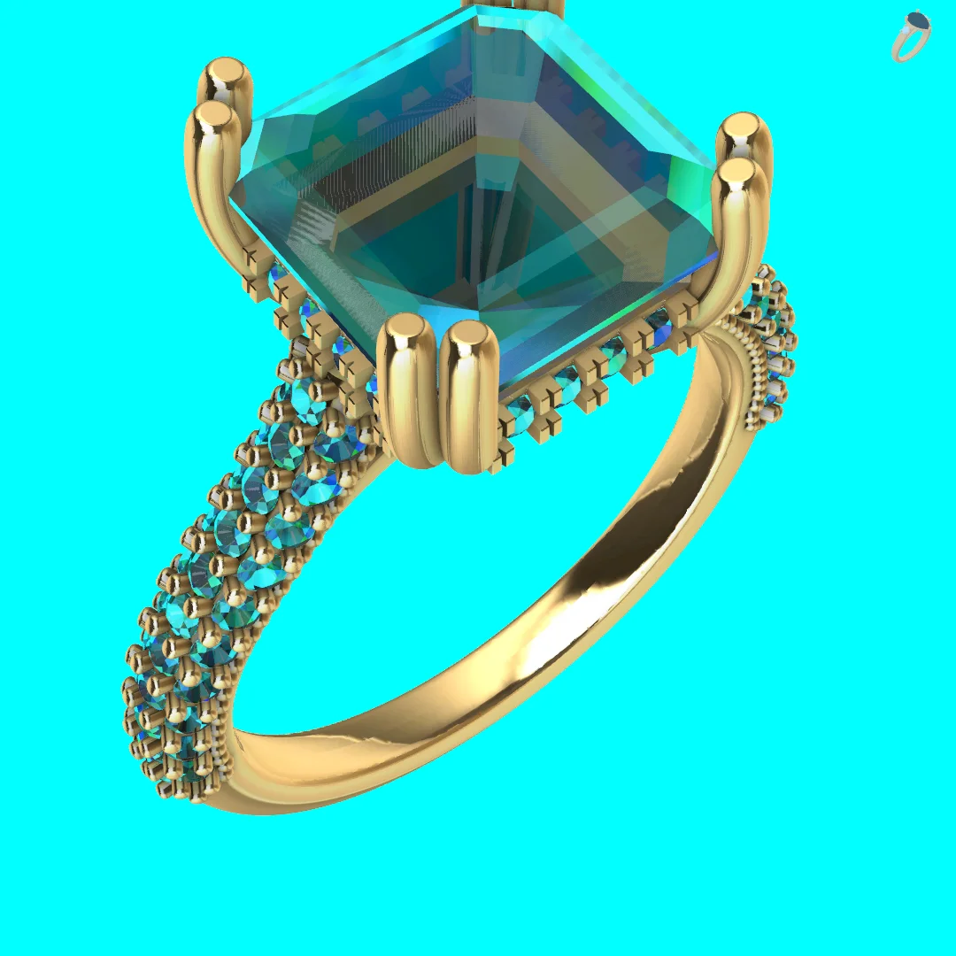 Emerald Square Diamond Pavé-Set Ring — view 4