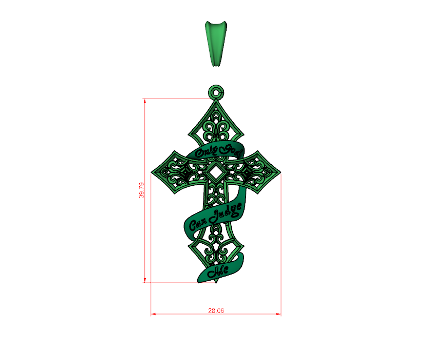 Inscribed Scroll Filigree Cross Pendant — view 6