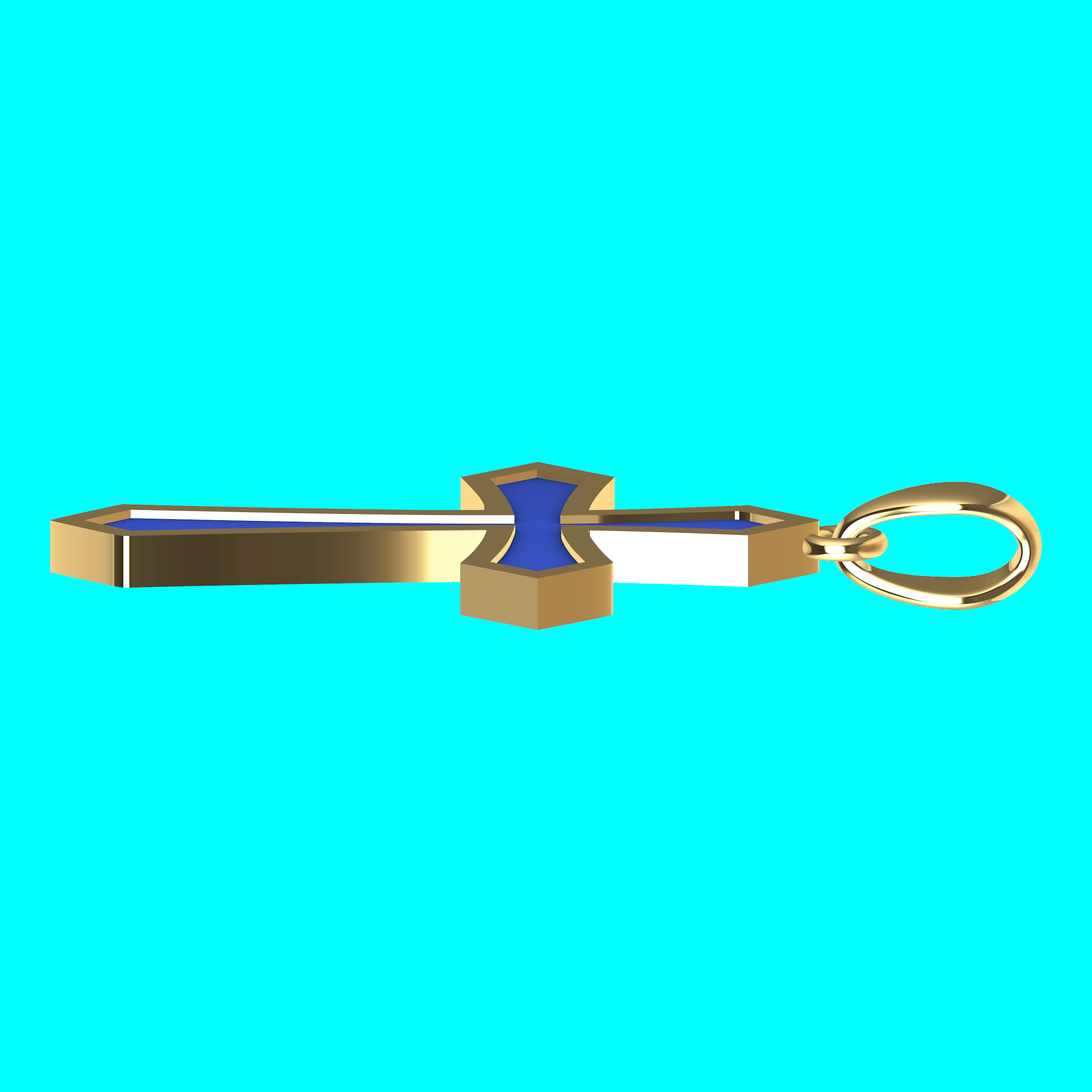 Framed Cross Pendant with Pentagonal Ends — view 4