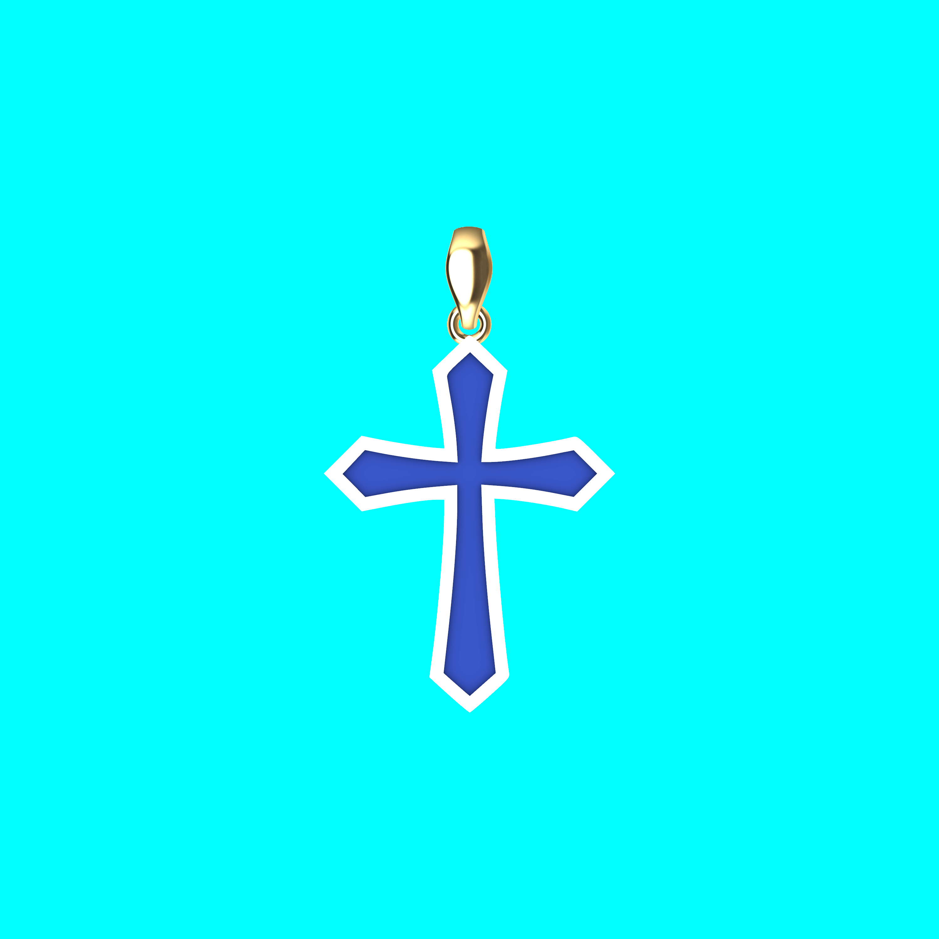 Framed Cross Pendant with Pentagonal Ends — view 5