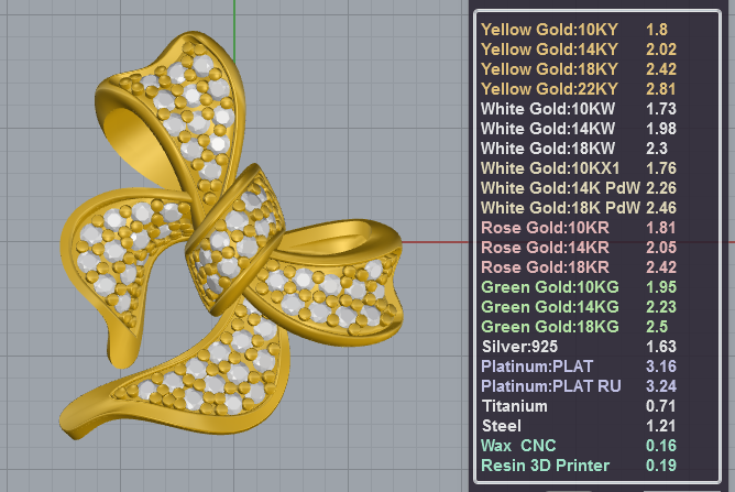 Pavé Bow Pendant 3D Model — view 5