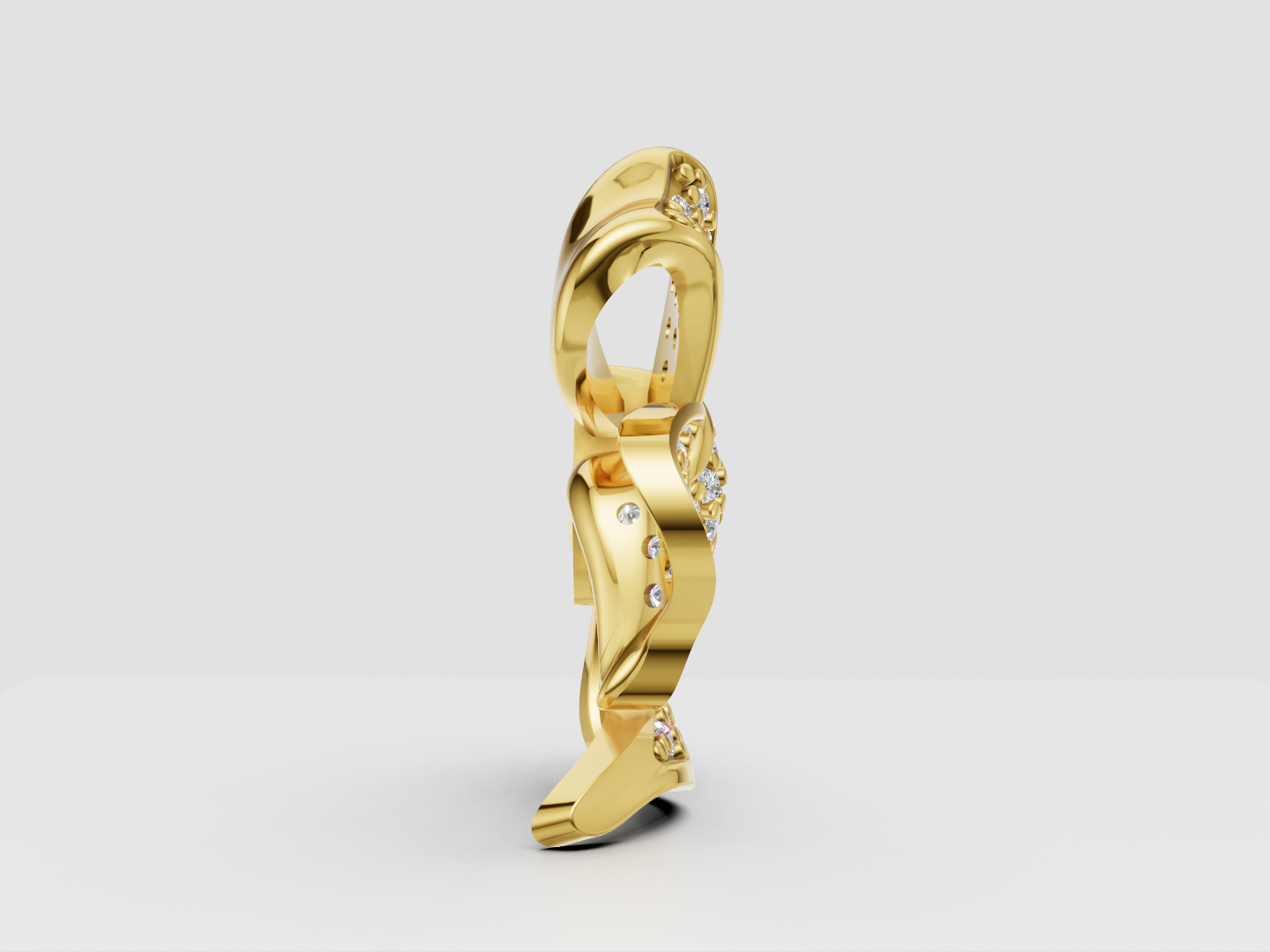 Pavé Bow Pendant 3D Model — view 4