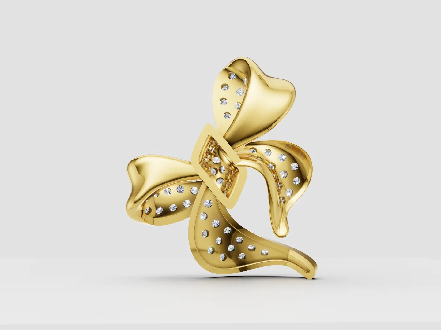 Pavé Bow Pendant 3D Model — view 3