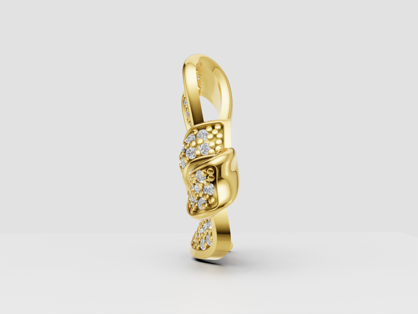 Pavé Bow Pendant 3D Model — view 2