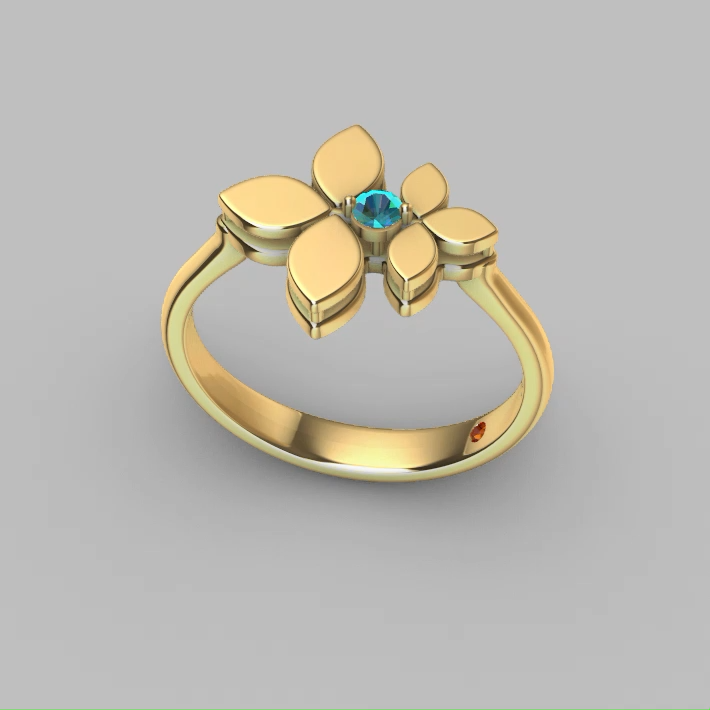 Minimalist Quatrefoil Flower Solitaire Gemstone Ring — view 7
