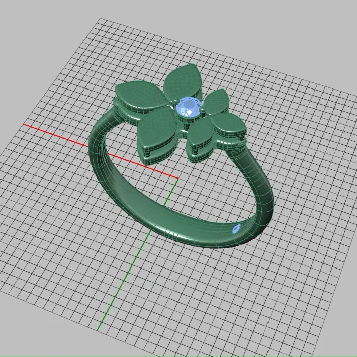 Minimalist Quatrefoil Flower Solitaire Gemstone Ring — view 3