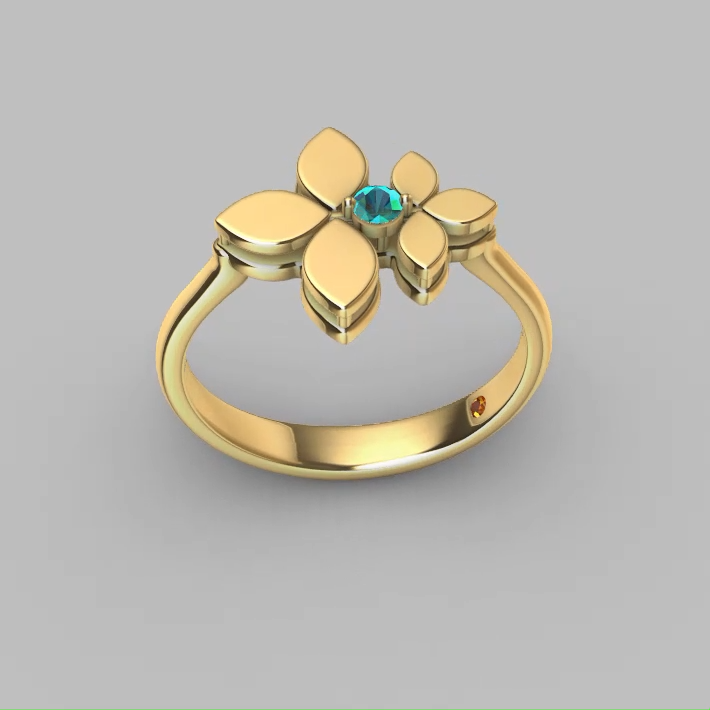 Minimalist Quatrefoil Flower Solitaire Gemstone Ring — view 6