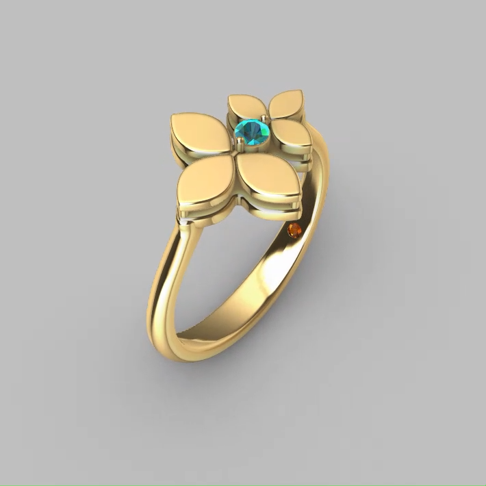 Minimalist Quatrefoil Flower Solitaire Gemstone Ring