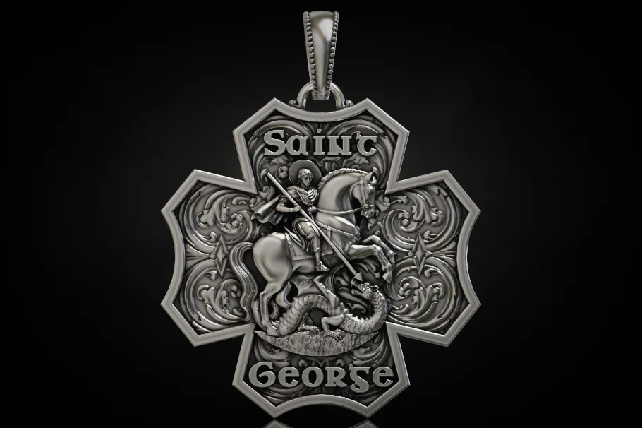 Saint George Dragon Slayer Florian Cross Pendant