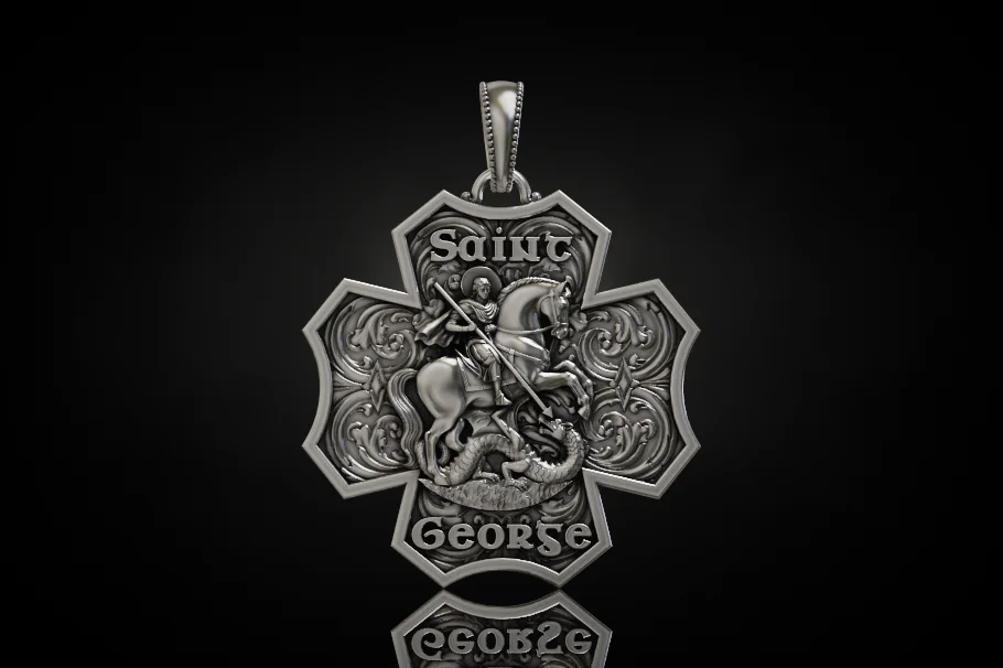 Saint George Dragon Slayer Florian Cross Pendant — view 2