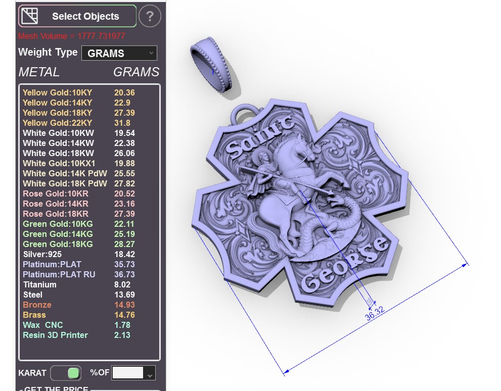 Saint George Dragon Slayer Florian Cross Pendant — view 8