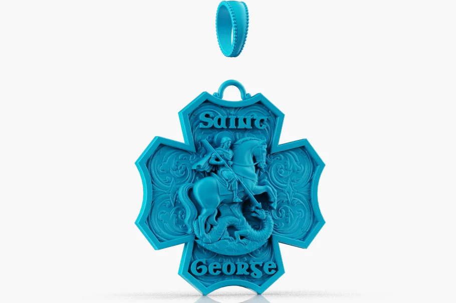 Saint George Dragon Slayer Florian Cross Pendant — view 5