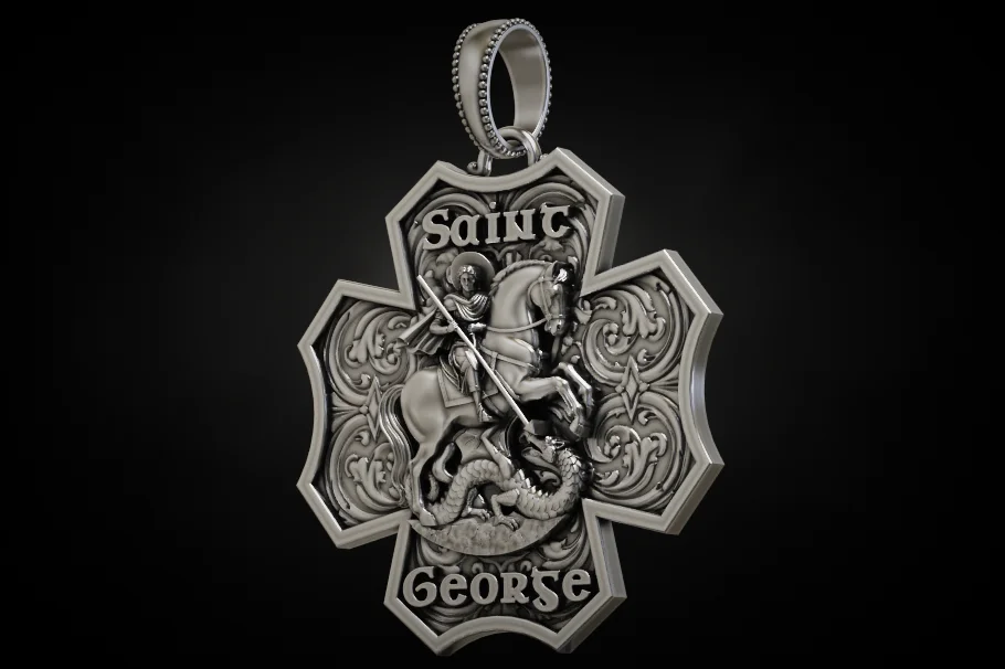 Saint George Dragon Slayer Florian Cross Pendant — view 3