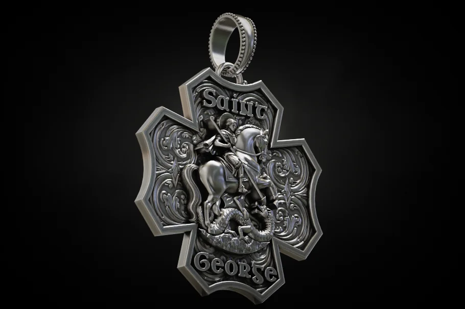 Saint George Dragon Slayer Florian Cross Pendant — view 4