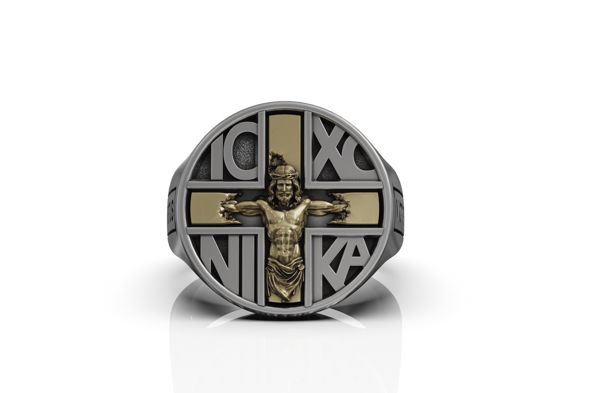 Religious IC XC NIKA Signet Ring — view 8