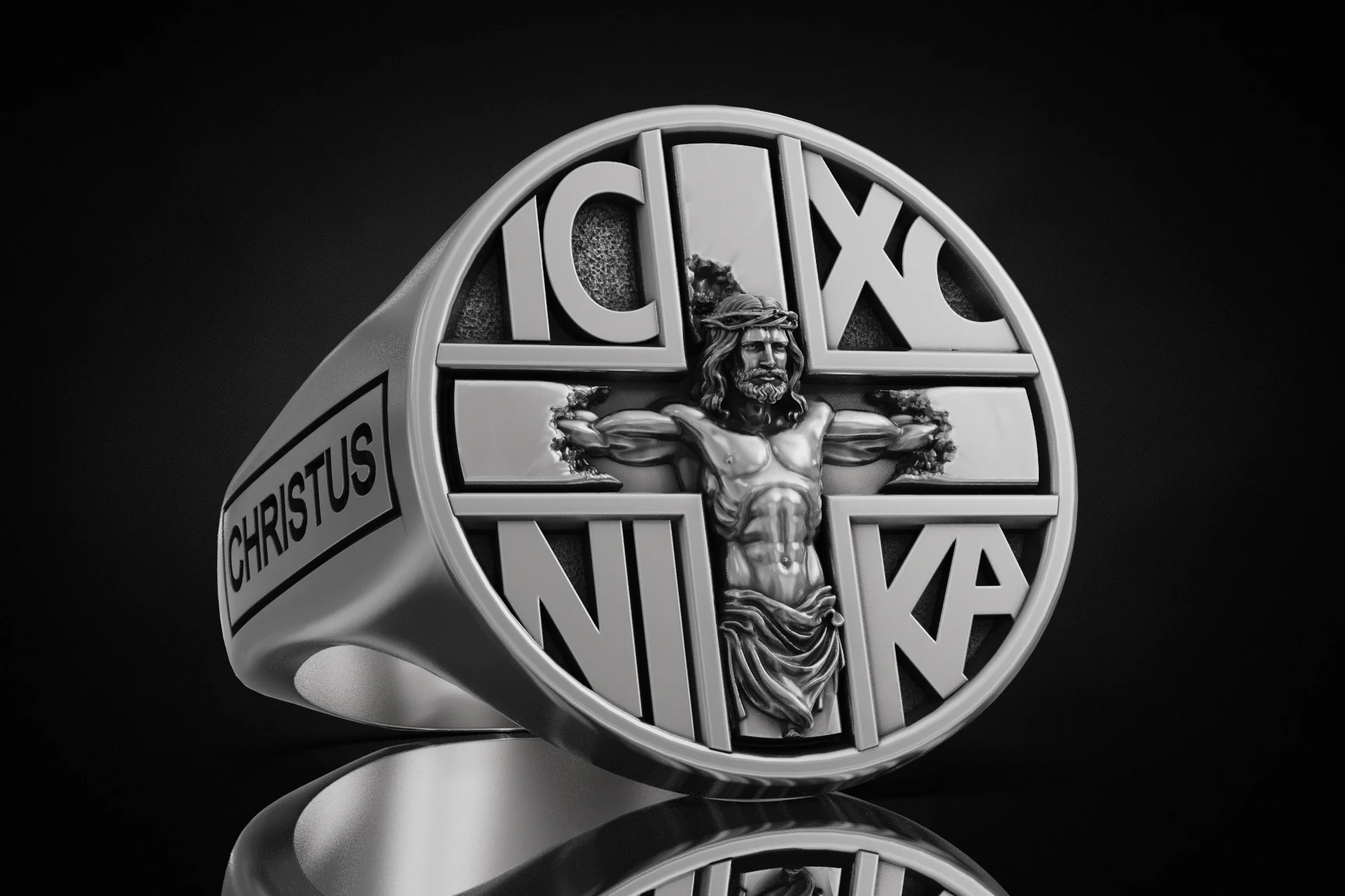 Religious IC XC NIKA Signet Ring