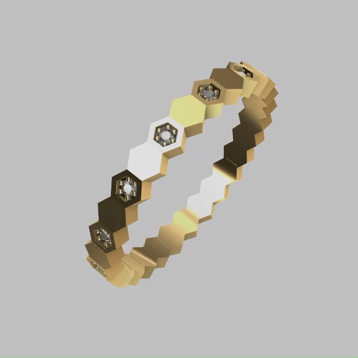 Geometric Honeycomb Diamond Eternity Band Ring