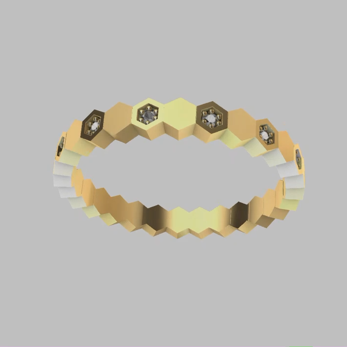 Geometric Honeycomb Diamond Eternity Band Ring — view 8