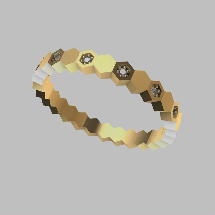 Geometric Honeycomb Diamond Eternity Band Ring — view 2