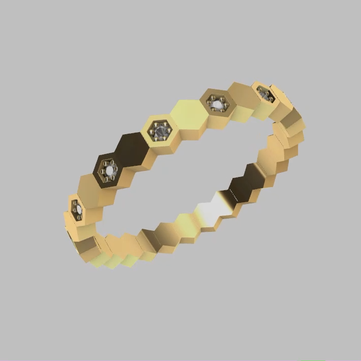 Geometric Honeycomb Diamond Eternity Band Ring — view 5