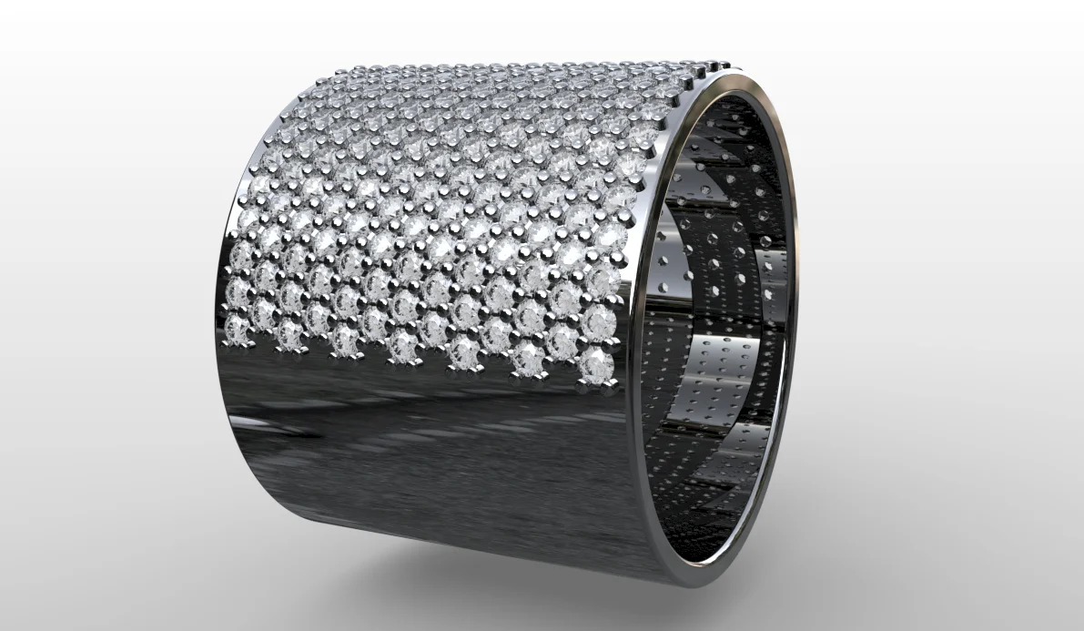 Wide Pave Diamond Half-Eternity Wedding Band