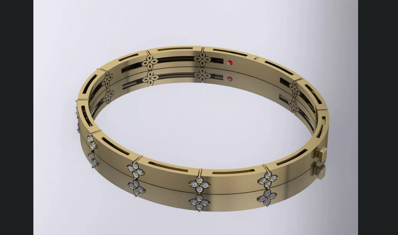 Segmented Quatrefoil Station Bangle Bracelet HOTSALE — view 3