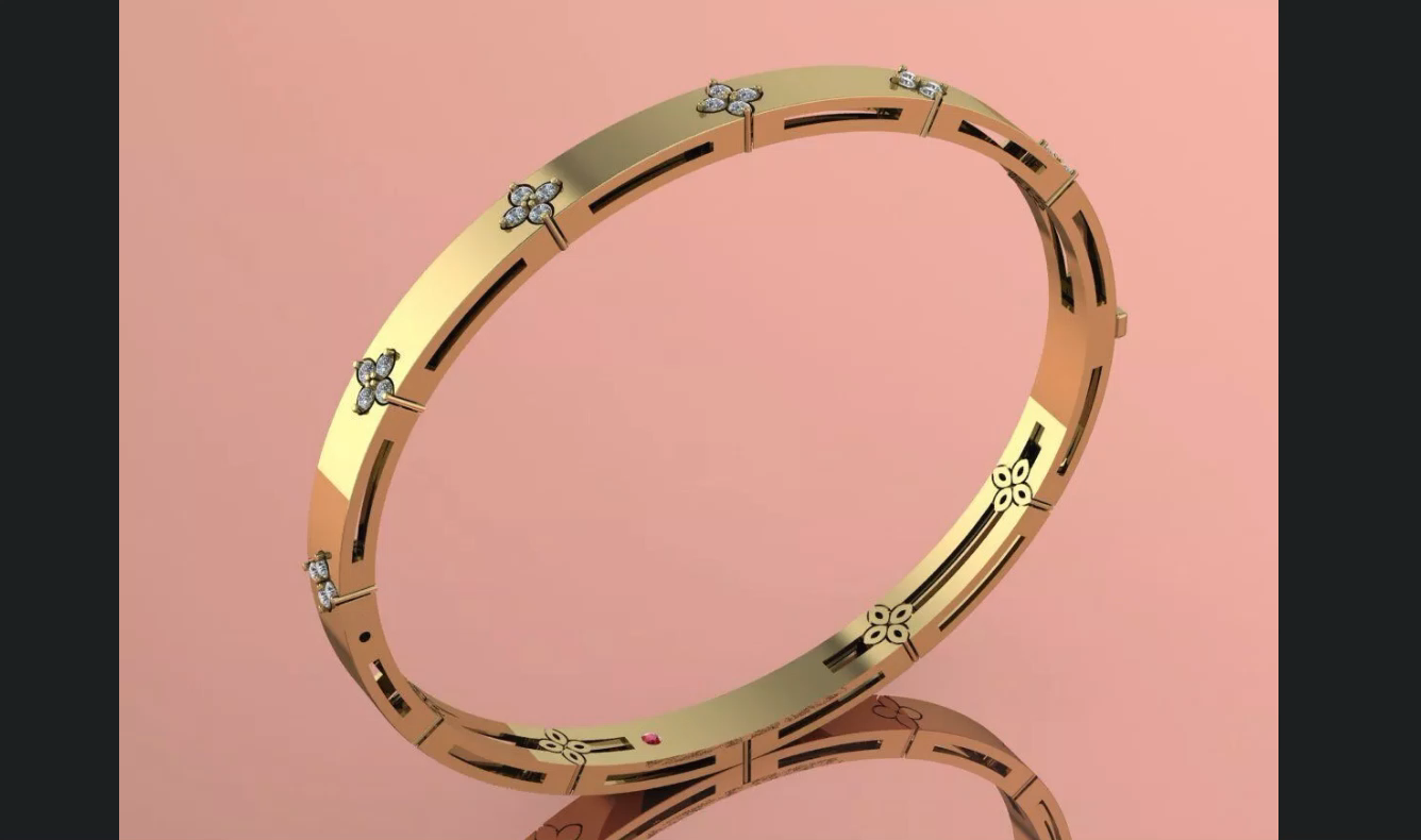Segmented Quatrefoil Station Bangle Bracelet HOTSALE — view 8