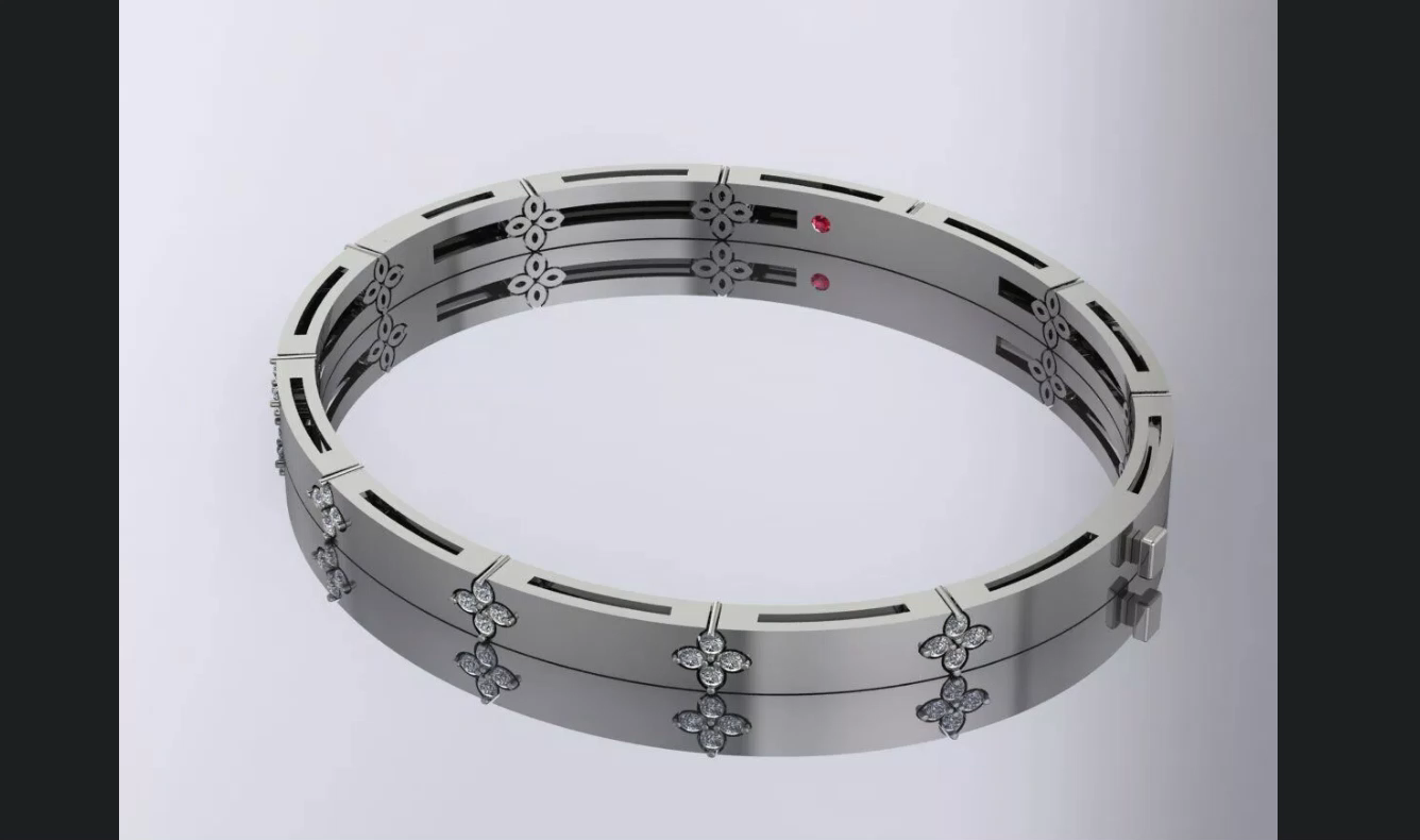 Segmented Quatrefoil Station Bangle Bracelet HOTSALE — view 4