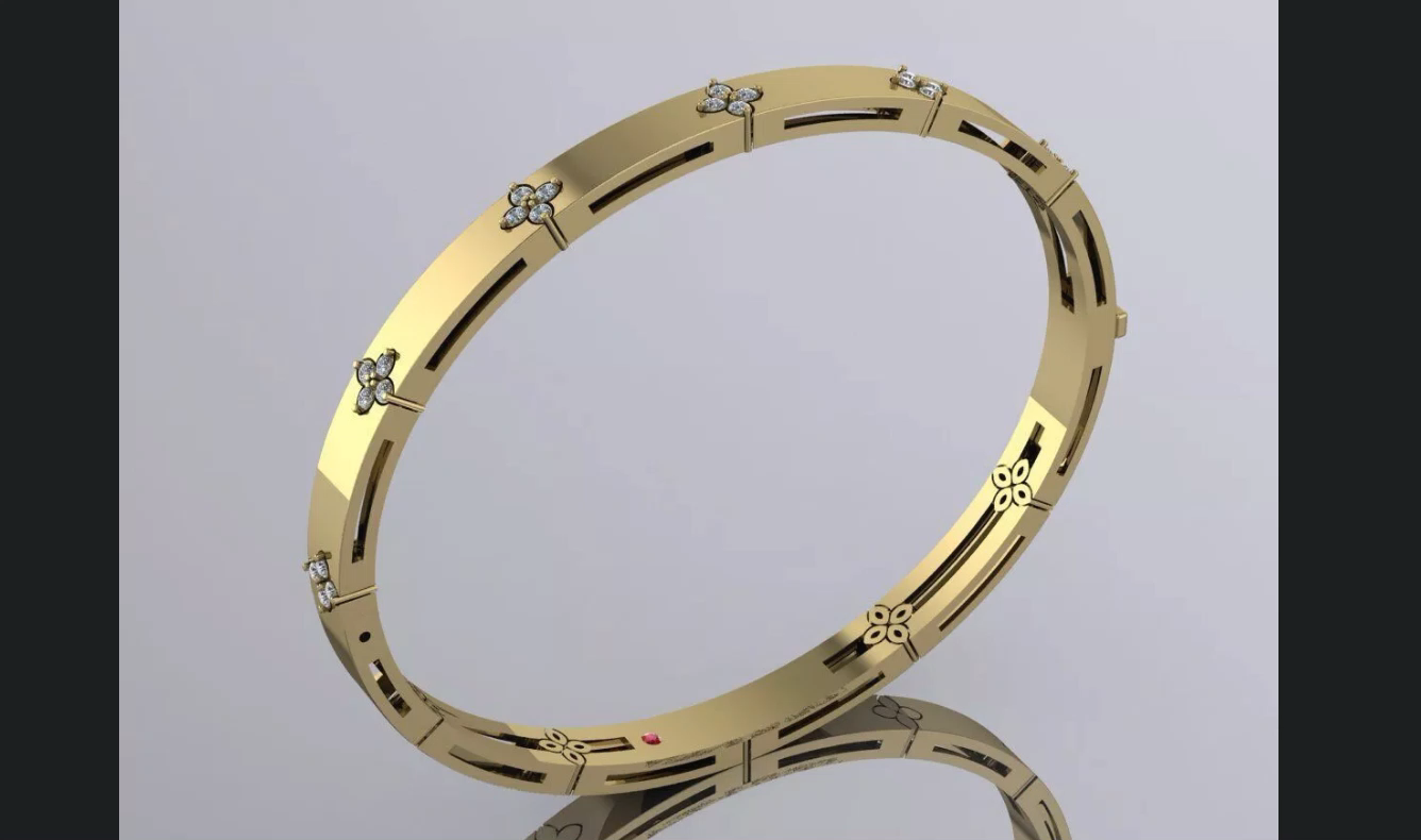 Segmented Quatrefoil Station Bangle Bracelet HOTSALE
