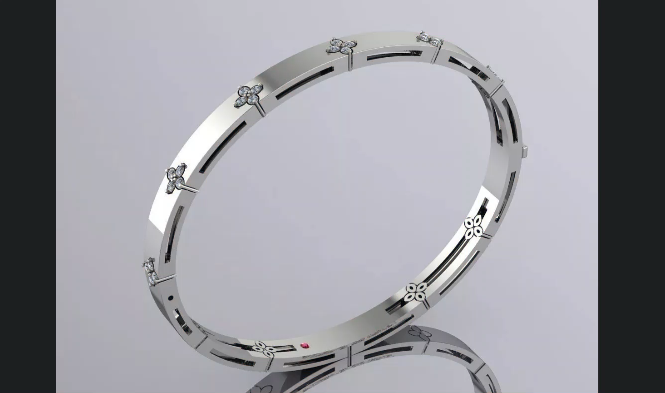 Segmented Quatrefoil Station Bangle Bracelet HOTSALE — view 2