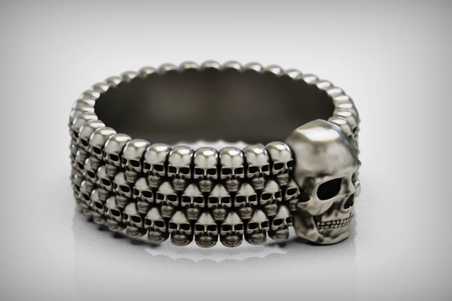 Biker Skull Head Band Ring — view 6