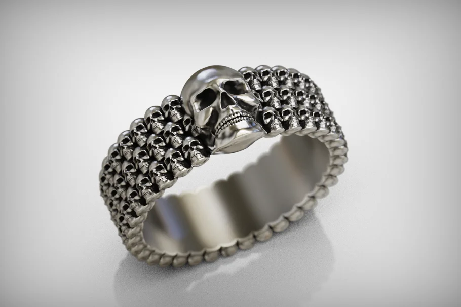 Biker Skull Head Band Ring — view 5