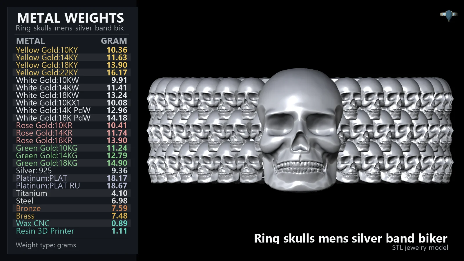 Biker Skull Head Band Ring — view 8