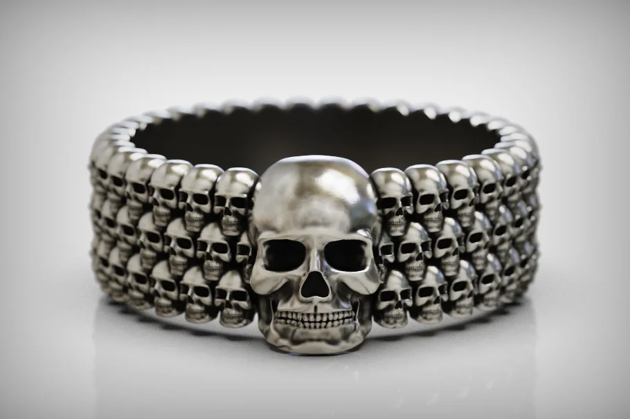 Biker Skull Head Band Ring — view 2