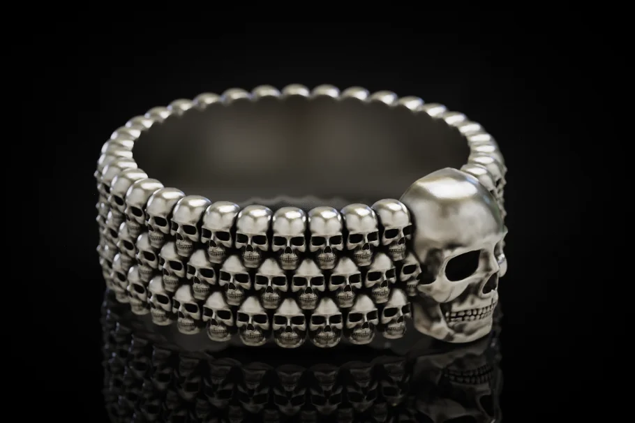 Biker Skull Head Band Ring — view 3