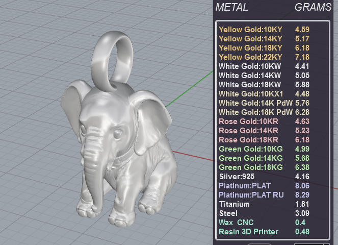 Elephant Charm 3D Model — view 8