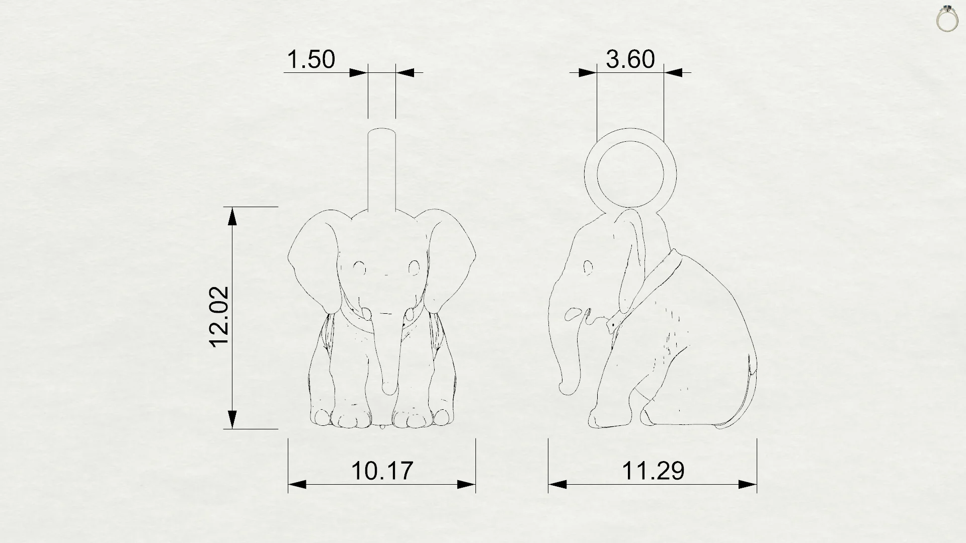 Elephant Charm 3D Model — view 7