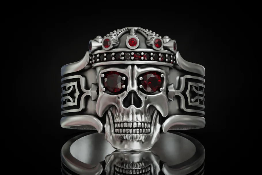 Crown Skull Ring with Geometric Openwork — view 5