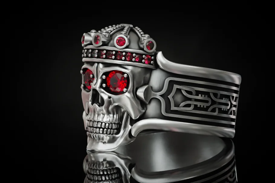 Crown Skull Ring with Geometric Openwork — view 2
