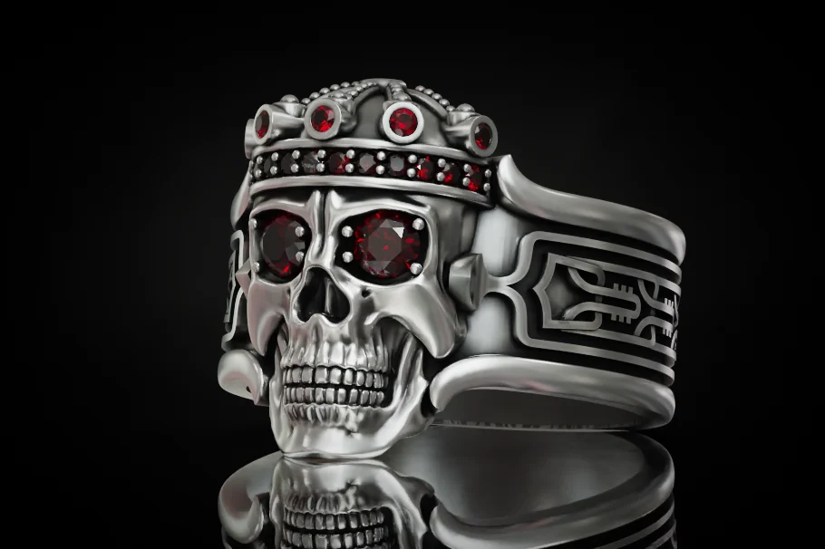 Crown Skull Ring with Geometric Openwork — view 4