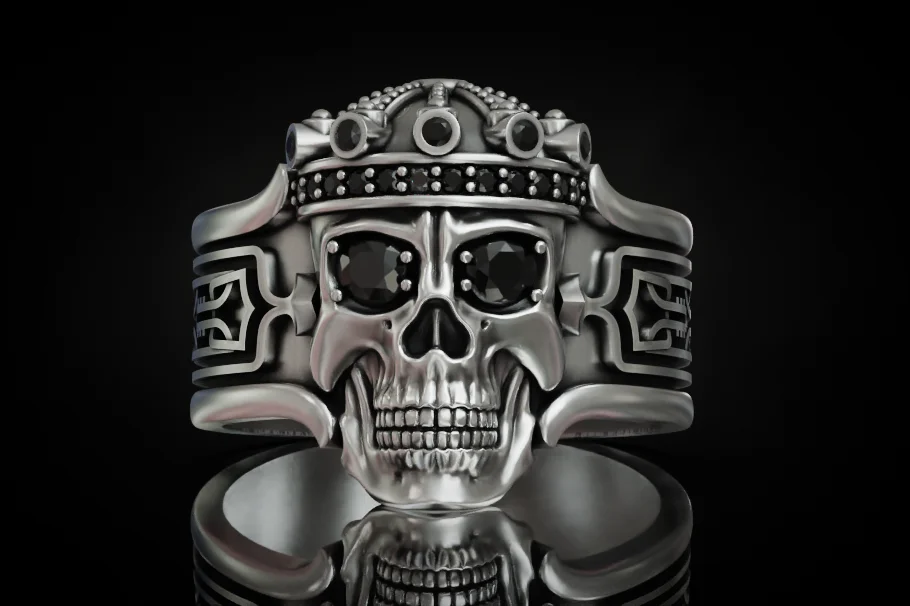 Crown Skull Ring with Geometric Openwork — view 3